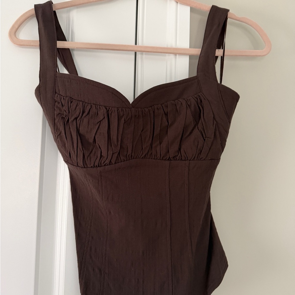 NWT Free People Dark Brown Ruched Top